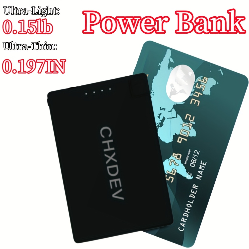 Power Bank Slim - CHXDEV มินิแม่เหล็กพาวเวอร์แบงค์บางเฉียบ 5000mAh เครื่องชาร์จ, มินิพาวเวอร์แบงค์สำหรับกระเป๋าใส่บัตร, สำหรับไอโฟน