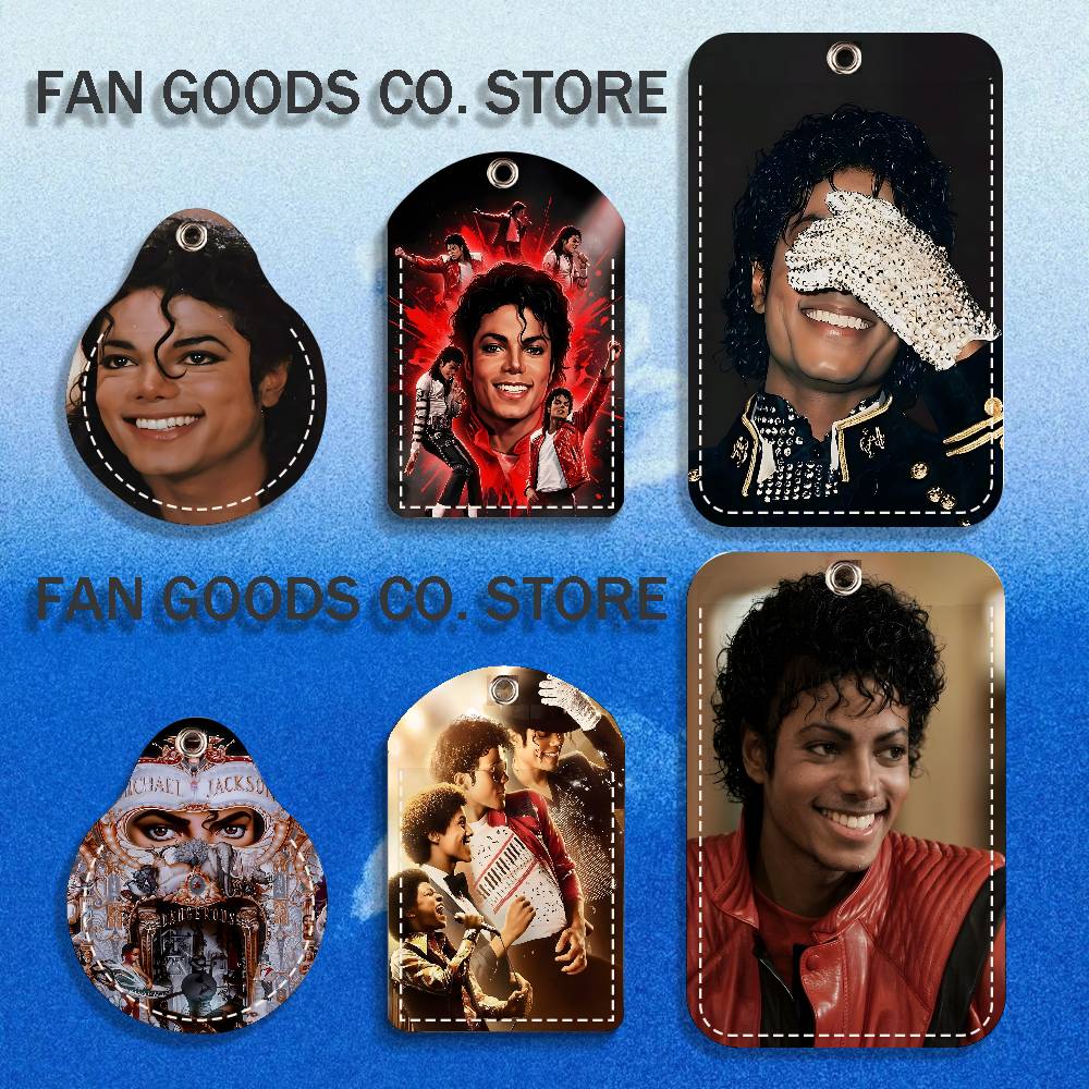 Airtag Holder Case - พวงกุญแจหนัง PU ลาย Michael J-Jackson พร้อมช่องใส่บัตร