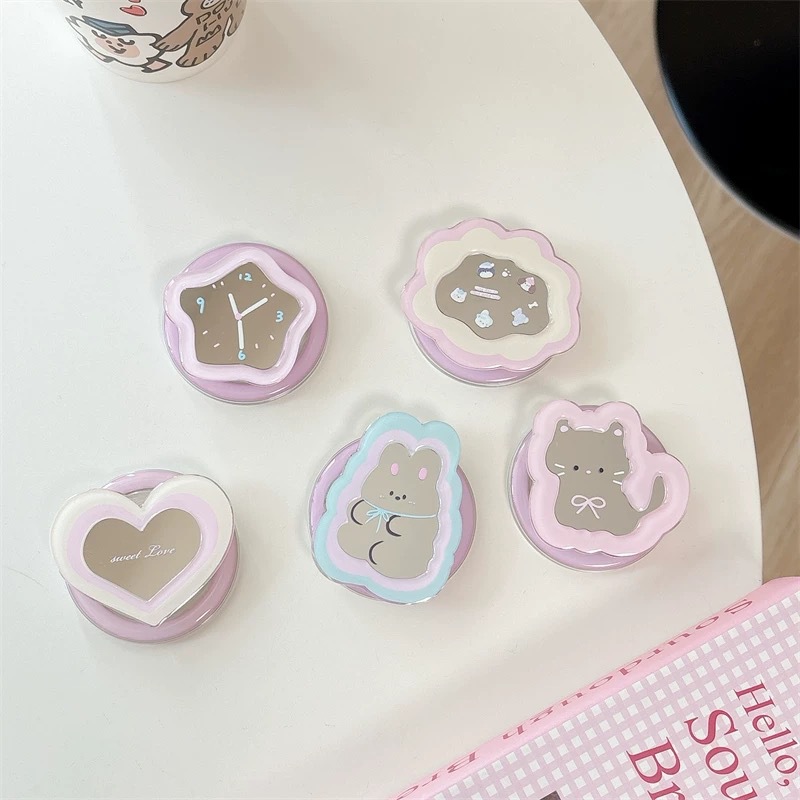 Phone Accessories Video - ขาตั้งโทรศัพท์แบบยืดหดได้ลายการ์ตูน น่ารัก สไตล์คาวาอิ หมุนได้ 360 องศา