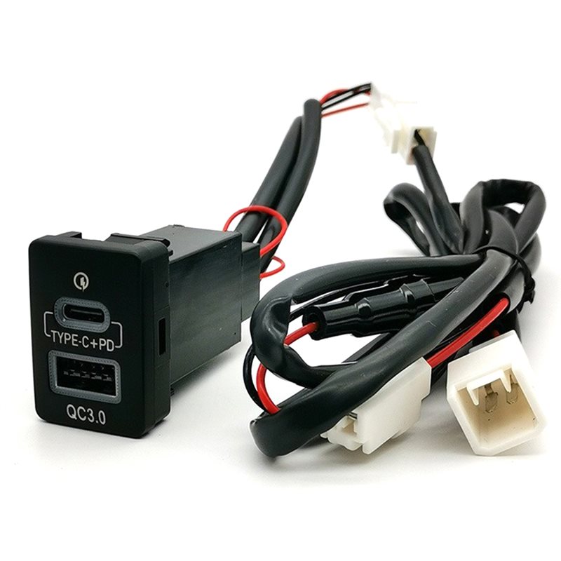 Phone Accessories Types - QC3.0 USB TYPE-C PD สายชาร์จโทรศัพท์คู่ในรถยนต์พร้อมไฟสีฟ้า อุปกรณ์เสริมที่เหมาะสำหรับ