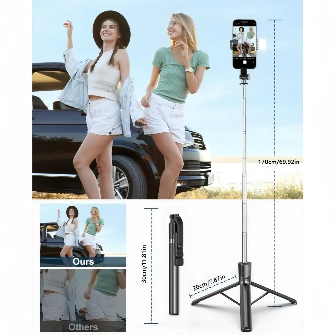 ไม้เซลฟี่ไร้สาย 1700 มม. ขาตั้ - Phone Accessories Video บทวิจารณ์และราคา
