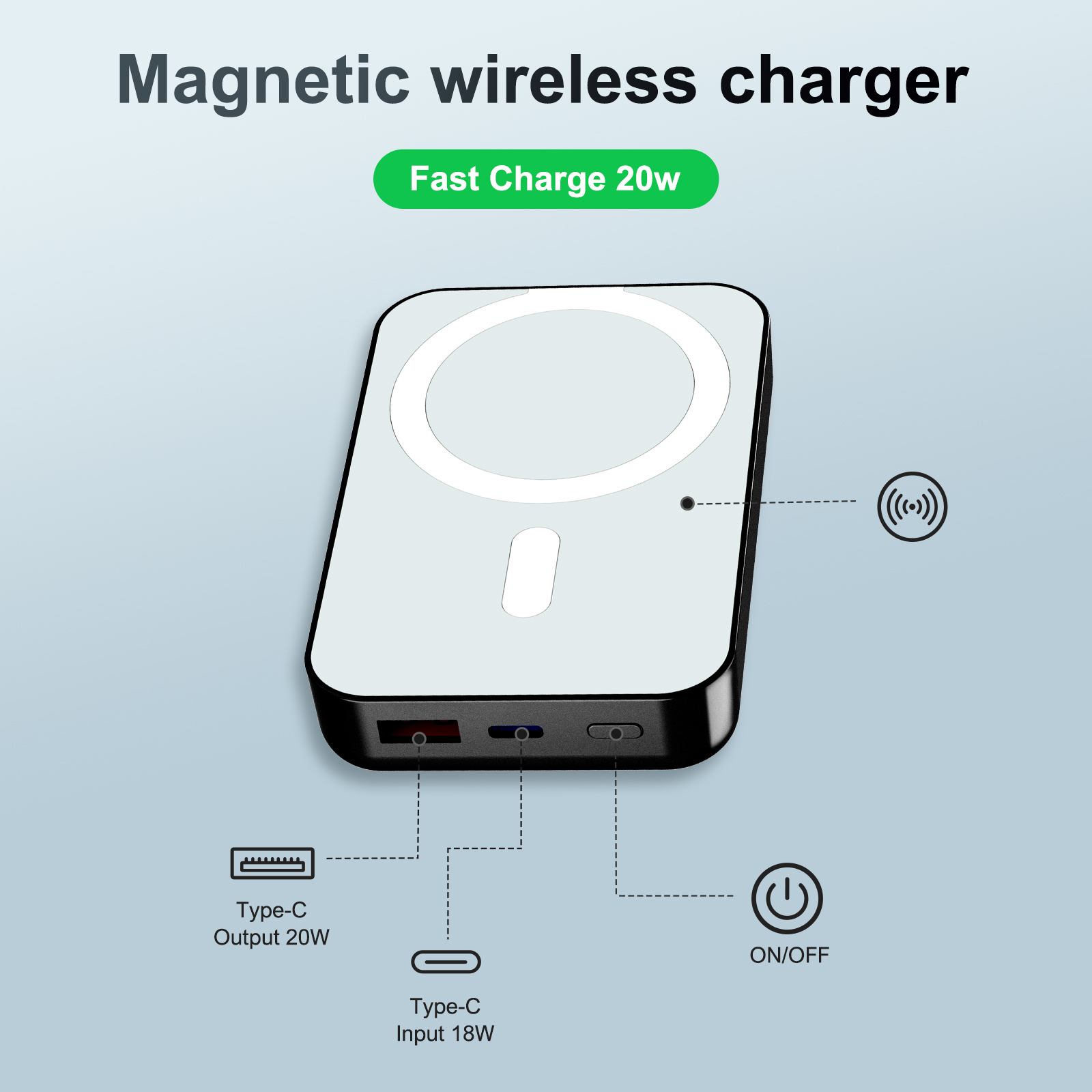 Magnetic Wireless Charger แบบพ - Power Bank Slim บทวิจารณ์และราคา