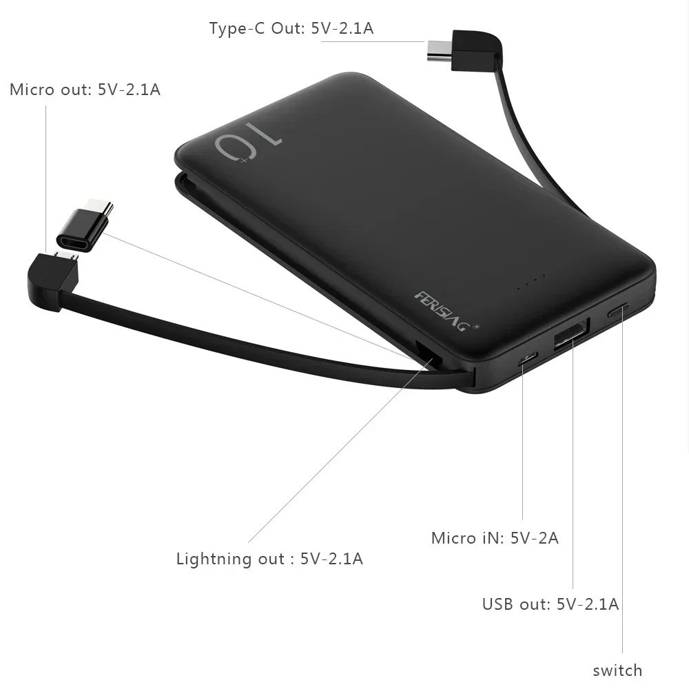 FERISING 3IN1 10000mAh Power B - Power Bank Slim บทวิจารณ์และราคา