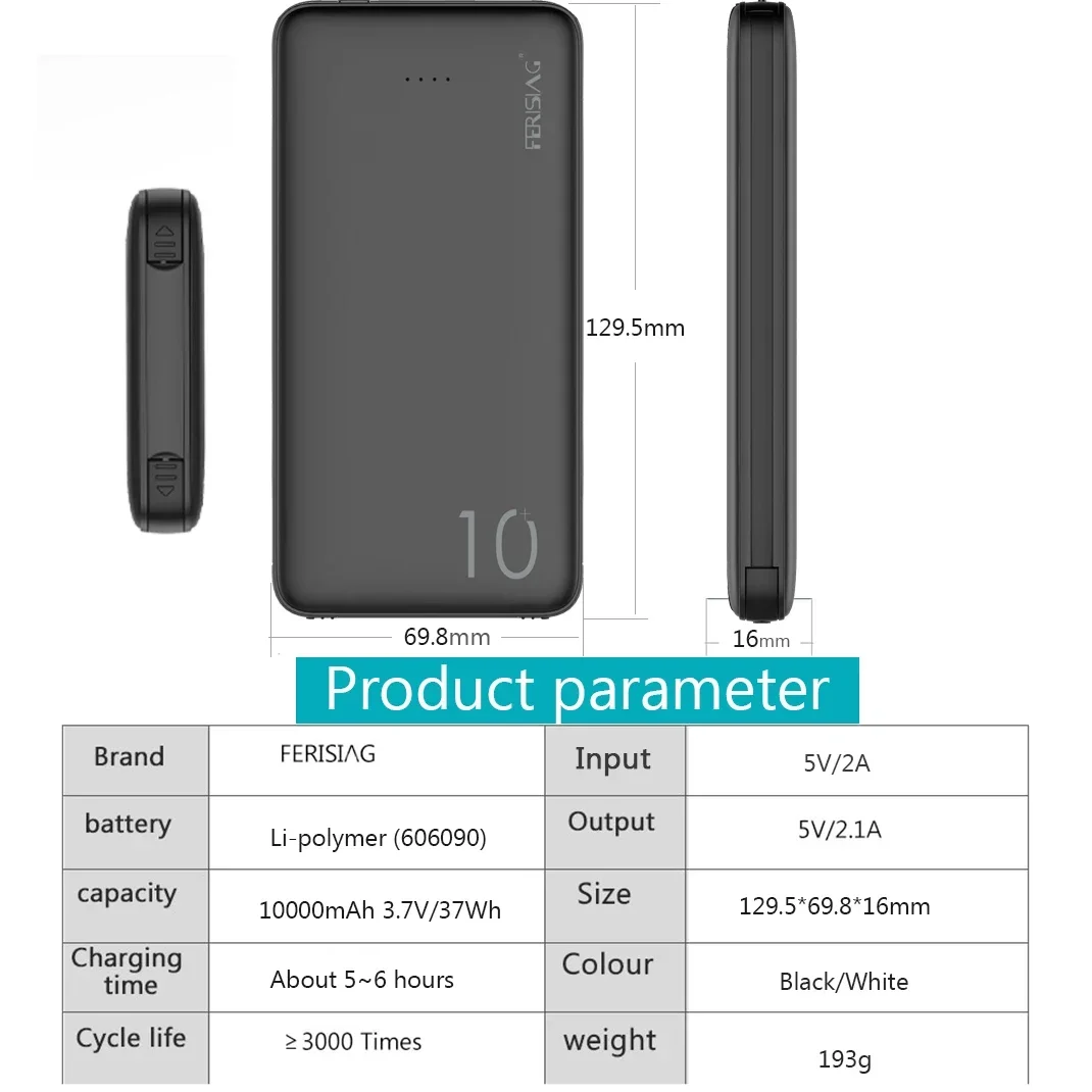 FERISING 3IN1 10000mAh Power B - Power Bank Slim บทวิจารณ์และราคา